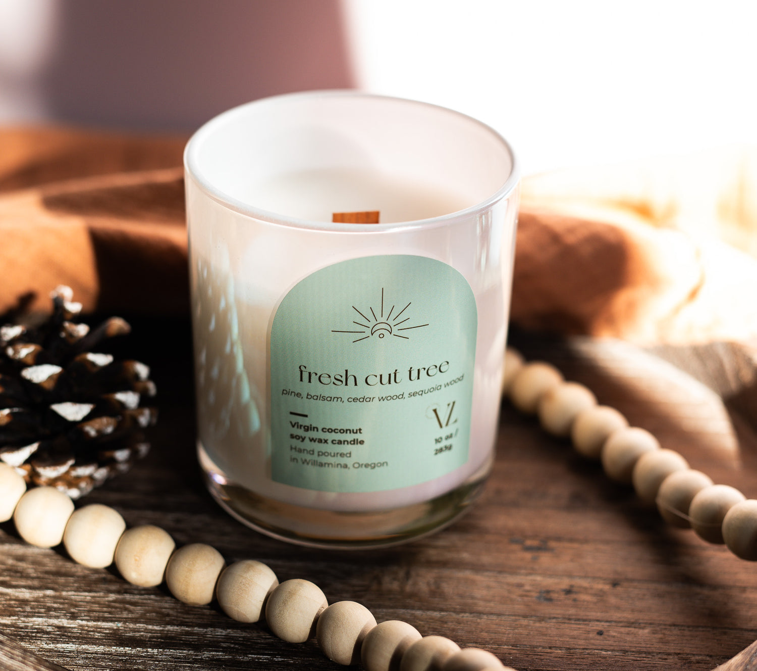 Fresh Cut Tree coconut soy wax candle | pine, balsam, cedar wood, sequoia wood - Vincent Land Candle Co.
