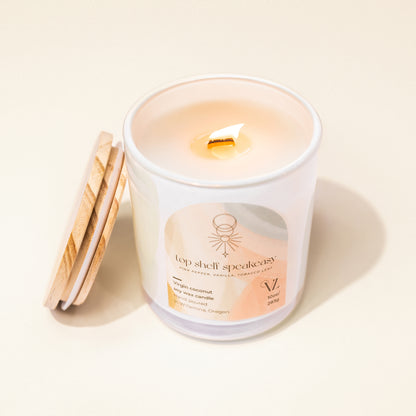 Top shelf speakeasy coconut soy wax candle I pink pepper, vanilla, tobacco leaf - Vincent Land Candle Co.