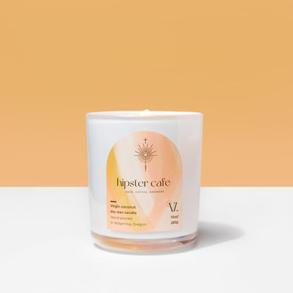 Hipster café coconut soy wax candle | Sage, coffee, oak moss - Vincent Land Candle Co.